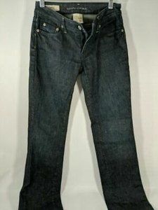 Banana Republic Jeans Women's Size 0 28 Straight Mid Rise Dark Wash 34 inseam